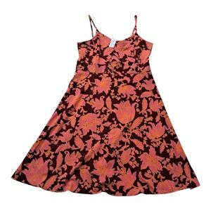 NWT Loft Outlet Dress Women's 12 Red Midi Floral Hawaiian Tropical Vacation